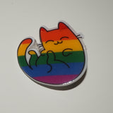 Rainbow pride cat pin V1
