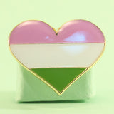 Genderqueer pride heart-shaped small enamel pin