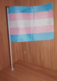 Trans pride handheld flag small