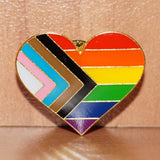 Progress pride heart-shaped small enamel pin