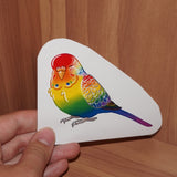 Rainbow pride budgie - AdoraBirdArt