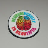 Neurodiversity is beautiful rainbow brain pin
