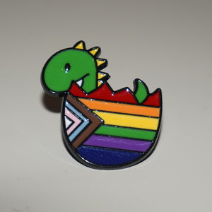 Progress pride dinosaur egg pin