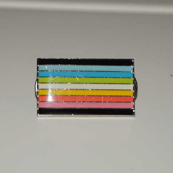 Queer pride 9 stripe small enamel pin