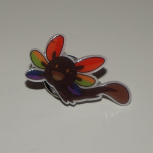 Rainbow axolotl pin