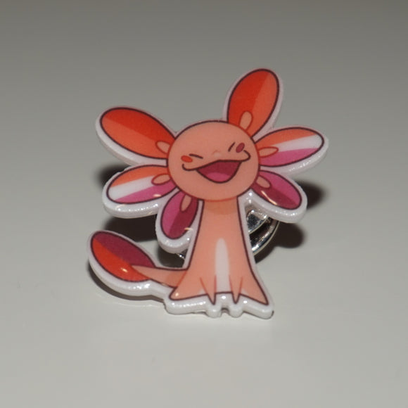 Lesbian axolotl pin