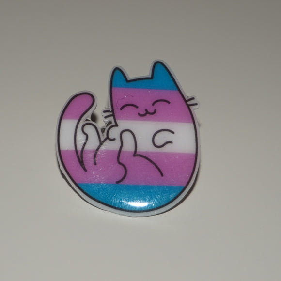 Trans pride cat pin V1