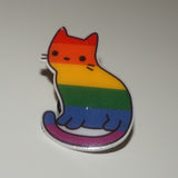 Rainbow pride cat pin V2