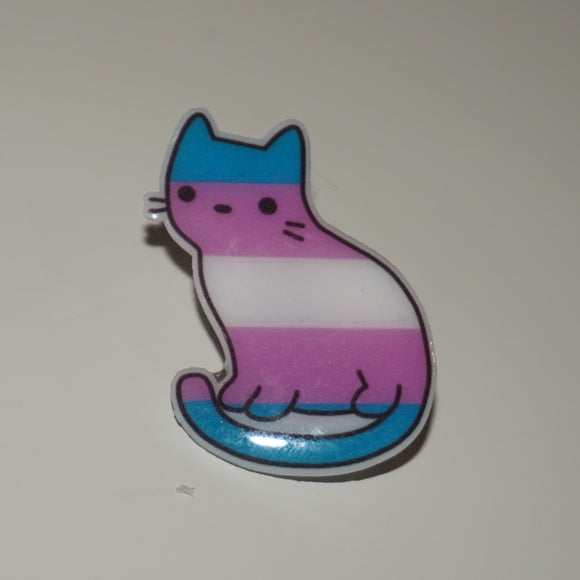 Trans pride cat pin V2