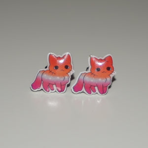 Lesbian pride kitty earrings