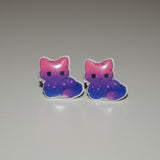 Bisexual pride kitty earrings