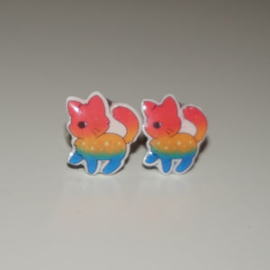 Pansexual pride kitty earrings