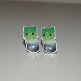Aromantic pride kitty earrings