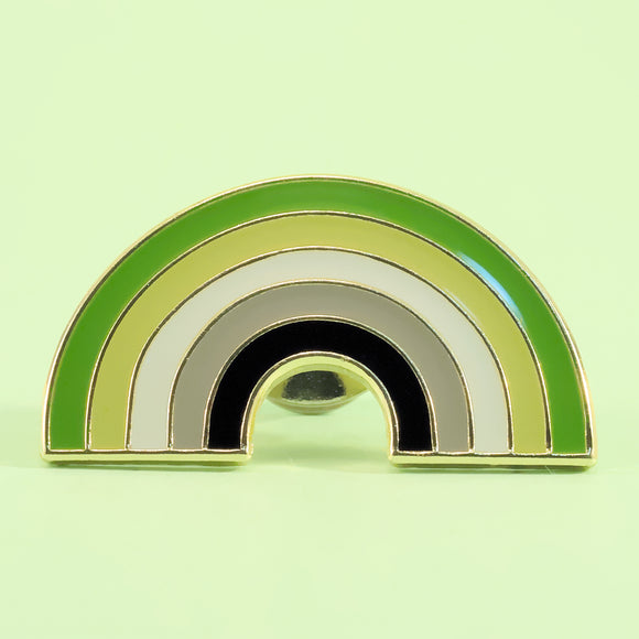 Aromantic pride rainbow-shaped small enamel pin