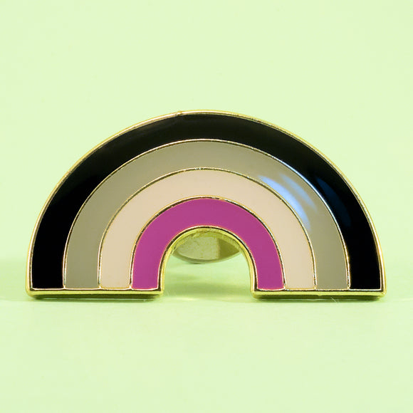 Asexual pride rainbow-shaped enamel pin
