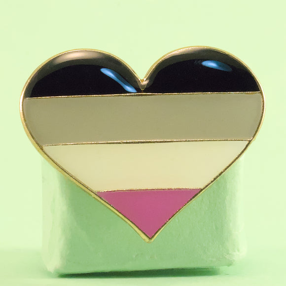 Asexual pride heart-shaped small enamel pin