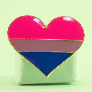 Bisexual pride heart-shaped small enamel pin