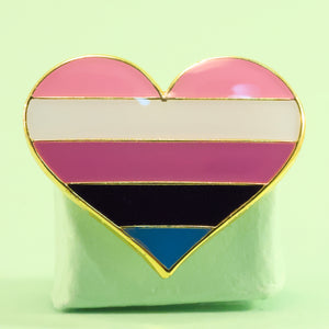 Genderfluid pride heart-shaped small enamel pin