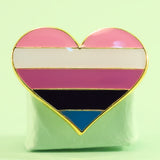 Genderfluid pride heart-shaped small enamel pin