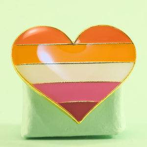 Lesbian pride heart-shaped small enamel pin