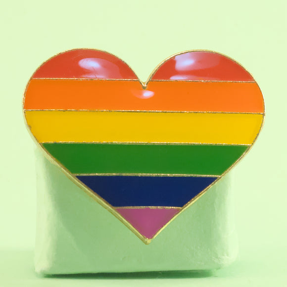 Rainbow pride heart-shaped small enamel pin