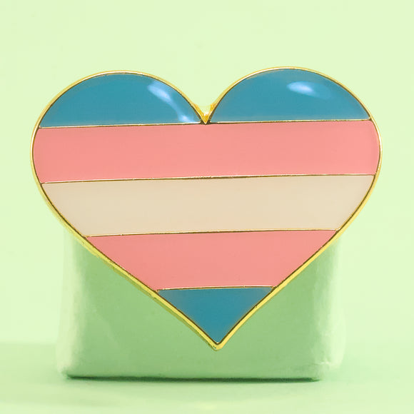 Transgender pride heart-shaped small enamel pin