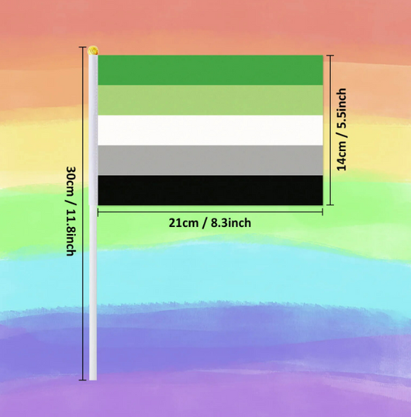Aromantic handheld pride flag