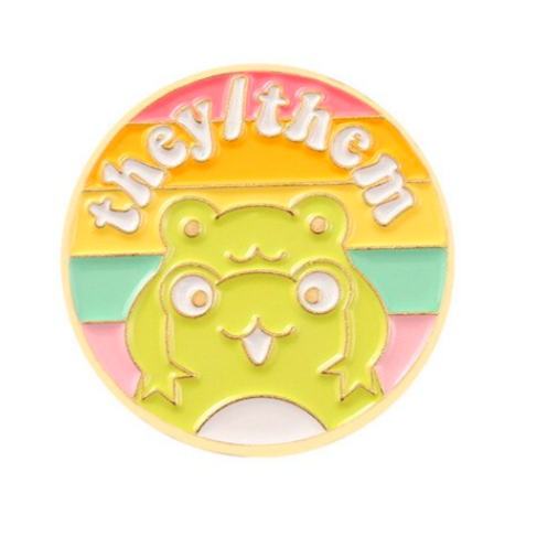 They/them frog pronoun pin