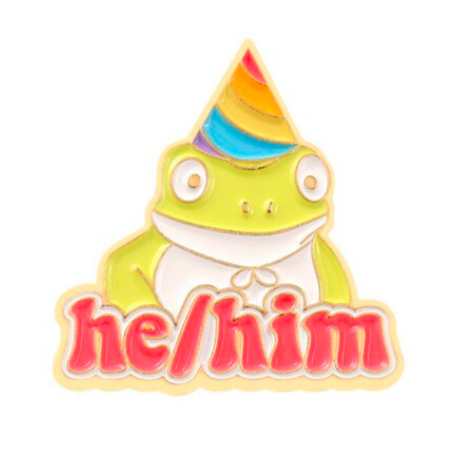 He/him frog pronoun pin