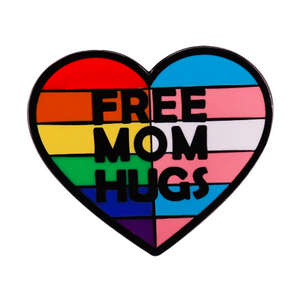 Free mom hugs enamel pin