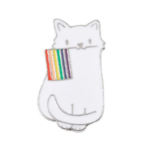 Cat with rainbow flag pin