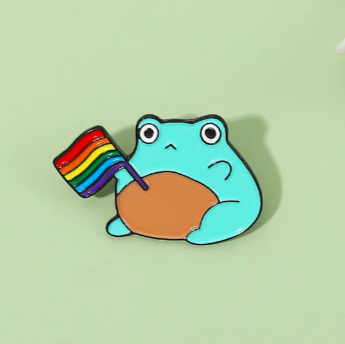 Frog rainbow flag pin