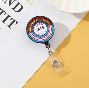 Safe with me badge reel