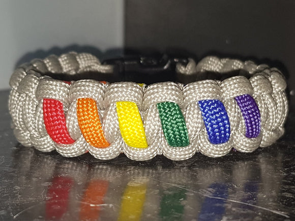 Subtle rainbow pride bracelet - solomon, light grey