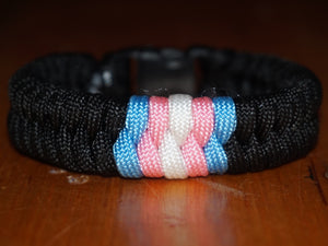 Subtle trans pride bracelet - fishtail, black