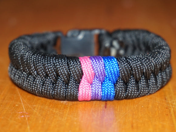 Subtle bisexual pride bracelet - fishtail, black