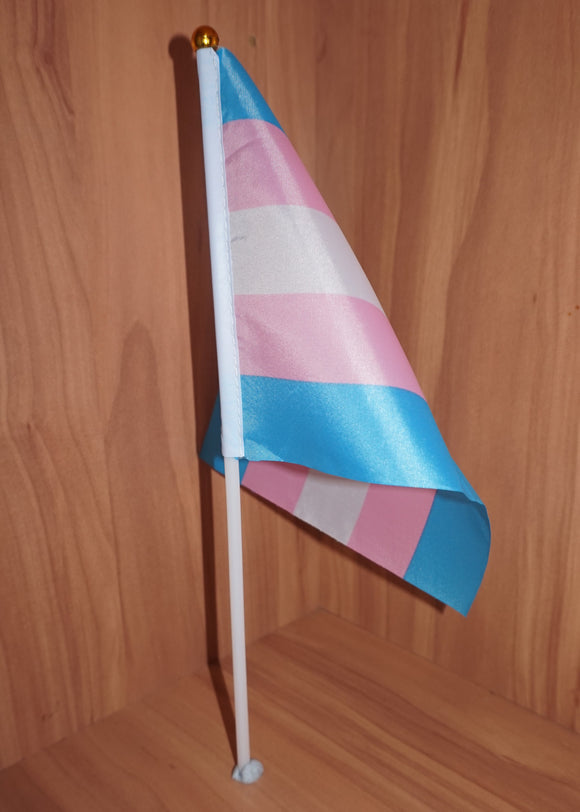 Trans pride handheld flag small