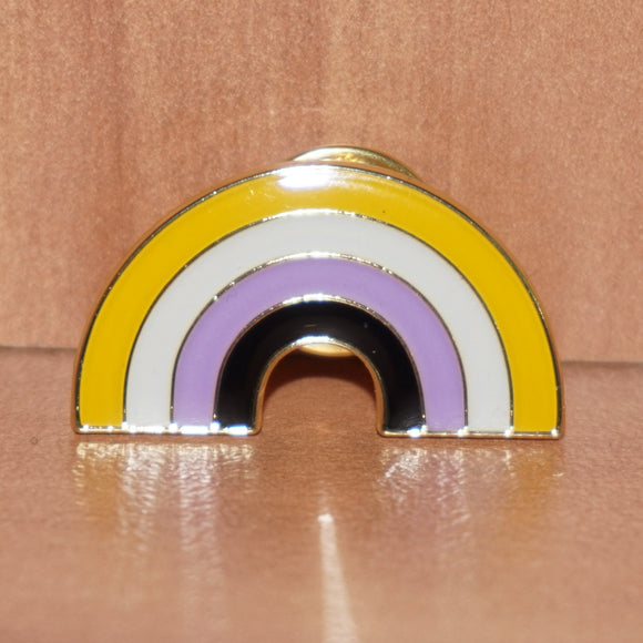 Nonbinary pride rainbow-shaped small enamel pin
