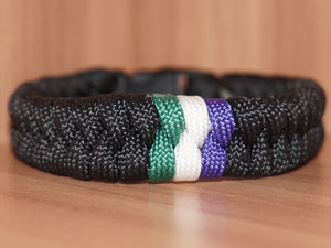 Subtle genderqueer pride bracelet - fishtail, black