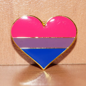 Bisexual pride heart-shaped small enamel pin