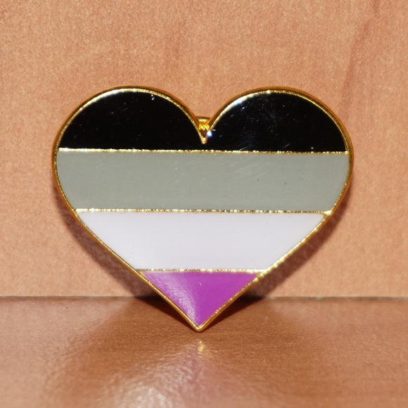 Asexual pride heart-shaped small enamel pin