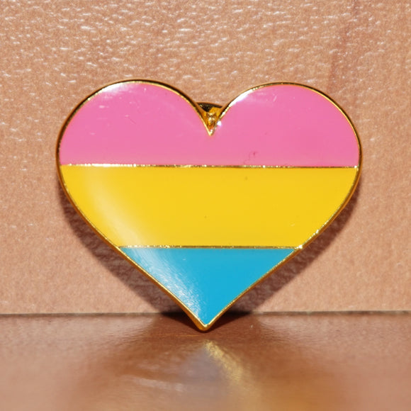 Pansexual pride heart-shaped small enamel pin