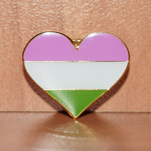 Genderqueer pride heart-shaped small enamel pin
