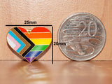 Progress pride heart-shaped small enamel pin