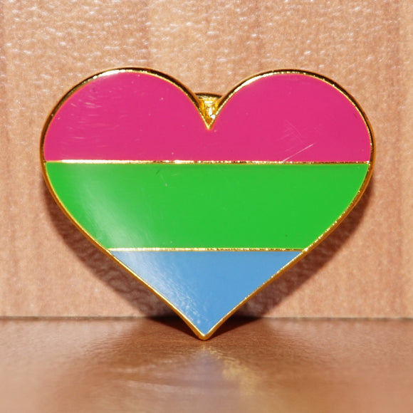 Polysexual pride heart-shaped small enamel pin