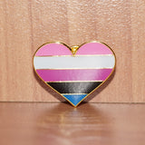 Genderfluid pride heart-shaped small enamel pin