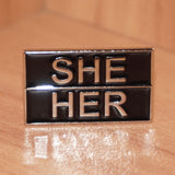 She/Her pronoun pin - small