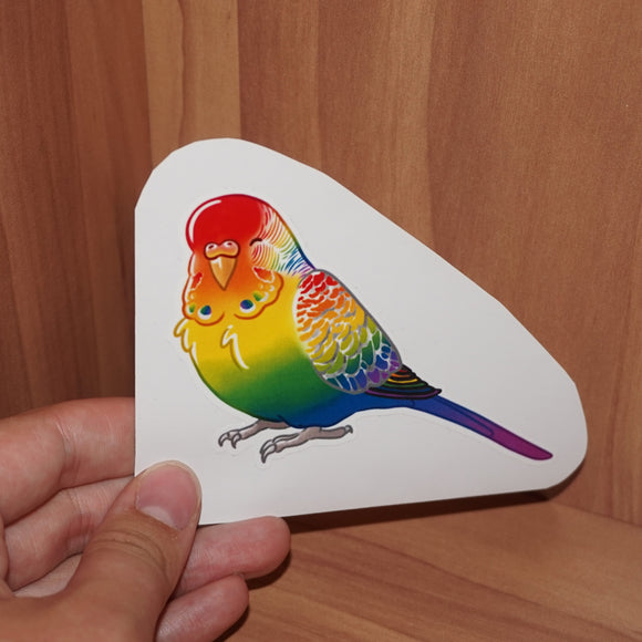 Rainbow pride budgie - AdoraBirdArt