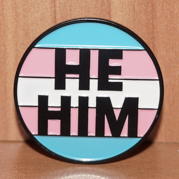 He/Him Transgender pronoun enamel pin