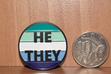 He/They Vincian Gay pronoun enamel pin